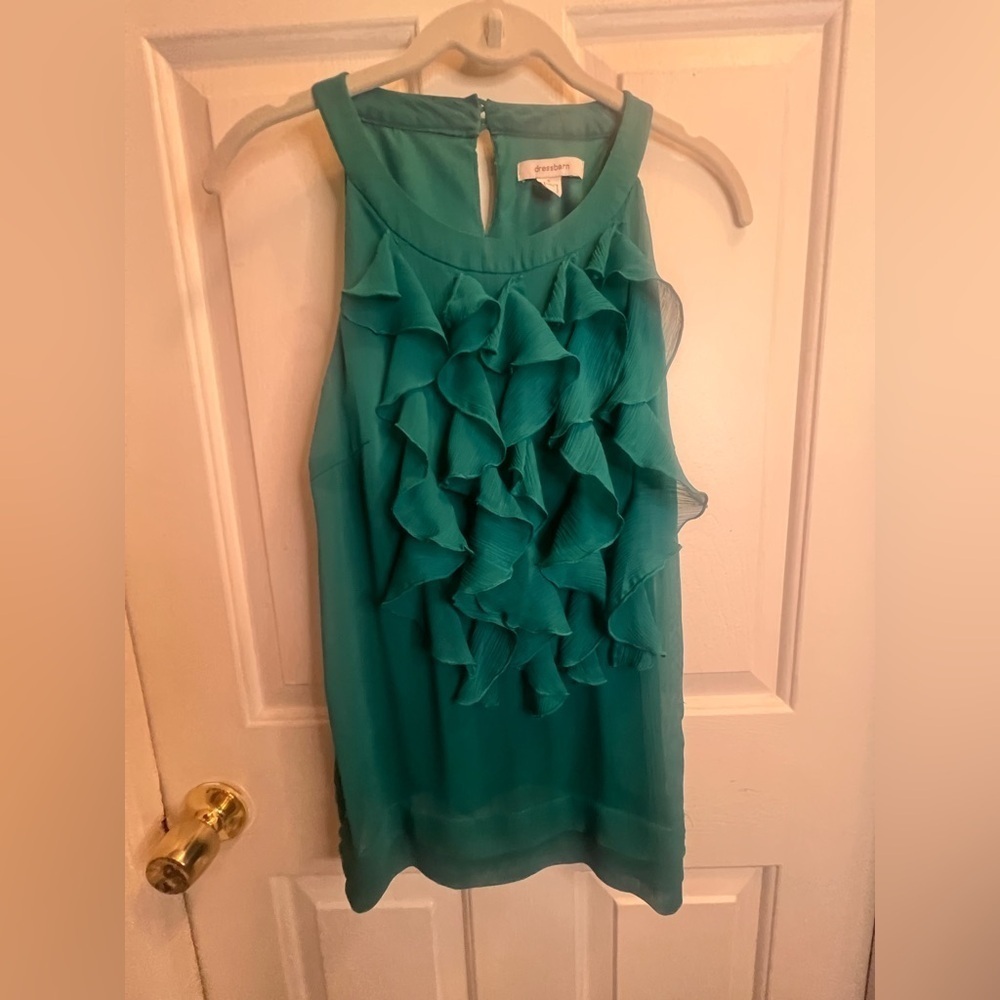 Dress Barn Teal Ruffle Sleeveless Top
